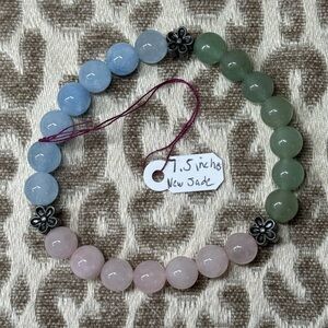 Rose Quartz - Aquamarine - New Jade- Natural Crystal Gemstone Stretch Bracelet